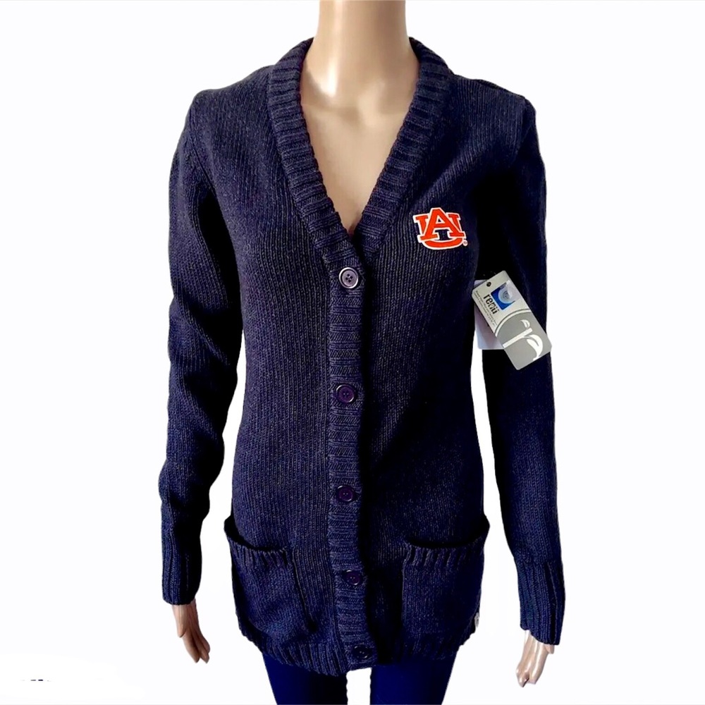 Auburn Tigers Collegiate Sweater Heavy Knit Cardigan Embroidered Logo medium